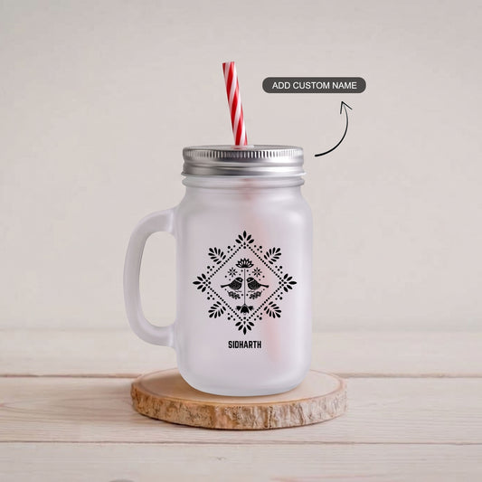 Folk Symmetry - Custom Frosty Mason Jar