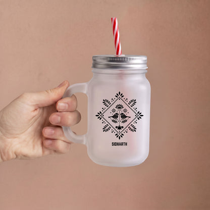 Folk Symmetry - Custom Frosty Mason Jar