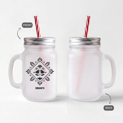 Folk Symmetry - Custom Frosty Mason Jar