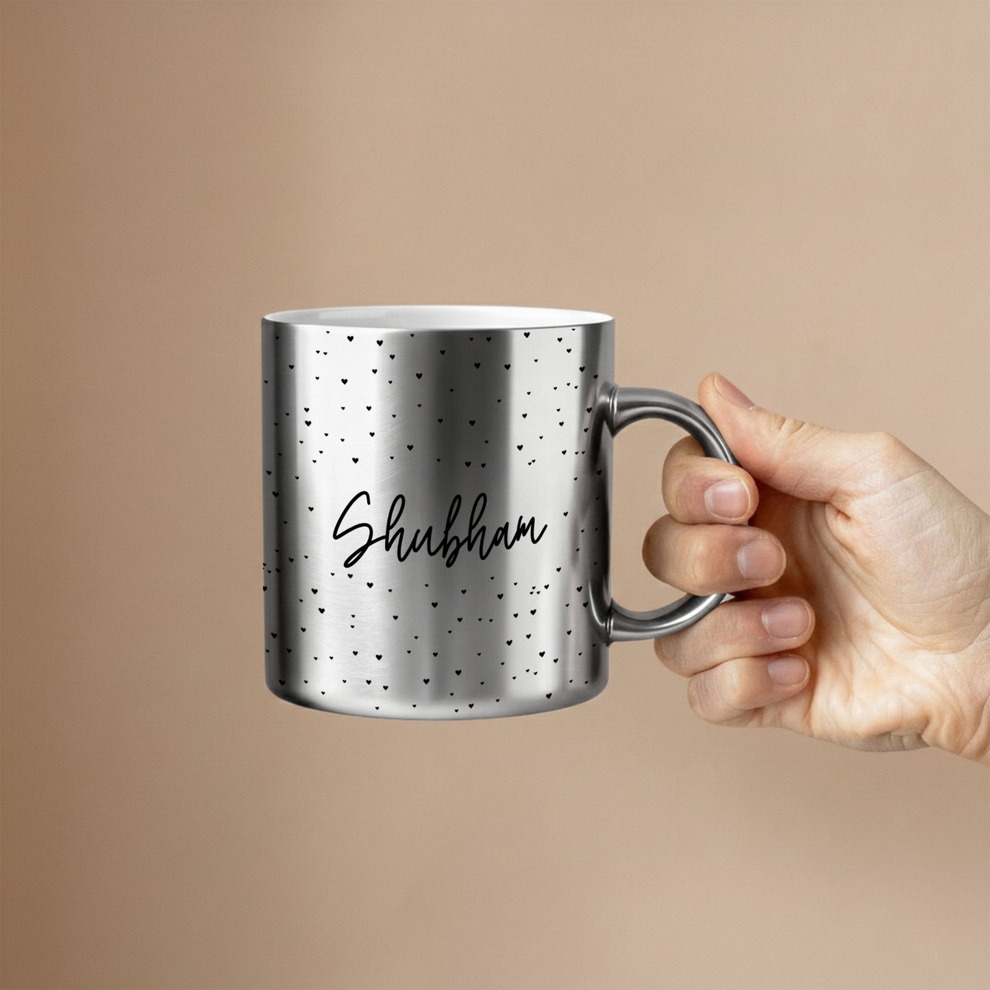 Lost in Hearts – Custom Metallic Mug (Set of 2)