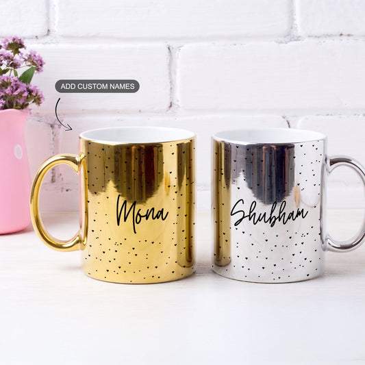 Lost in Hearts – Custom Metallic Mug (Set of 2)