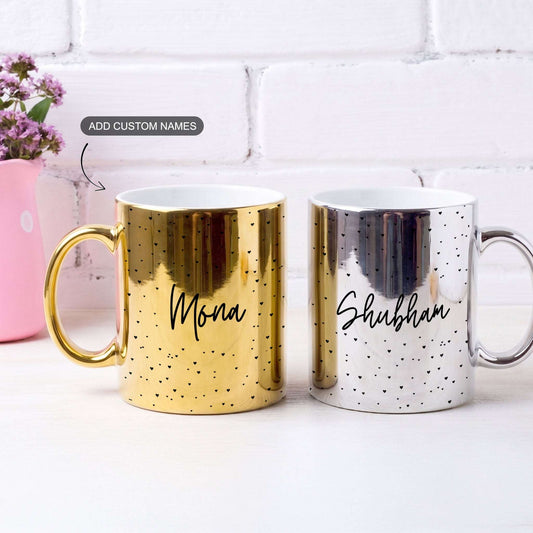 Lost in Hearts – Custom Metallic Mug (Set of 2)
