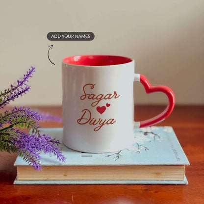 Two Names, One Heart - Custom Heart Handle Mug