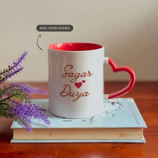 Two Names, One Heart - Custom Heart Handle Mug