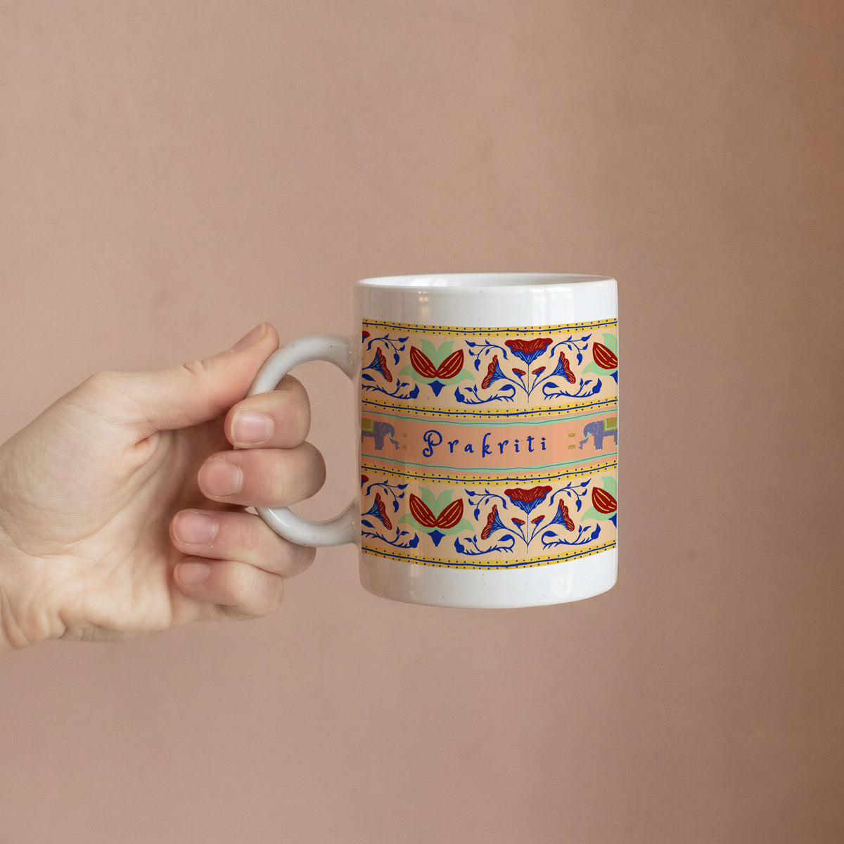 Elephants & Blooms - Custom White Mug