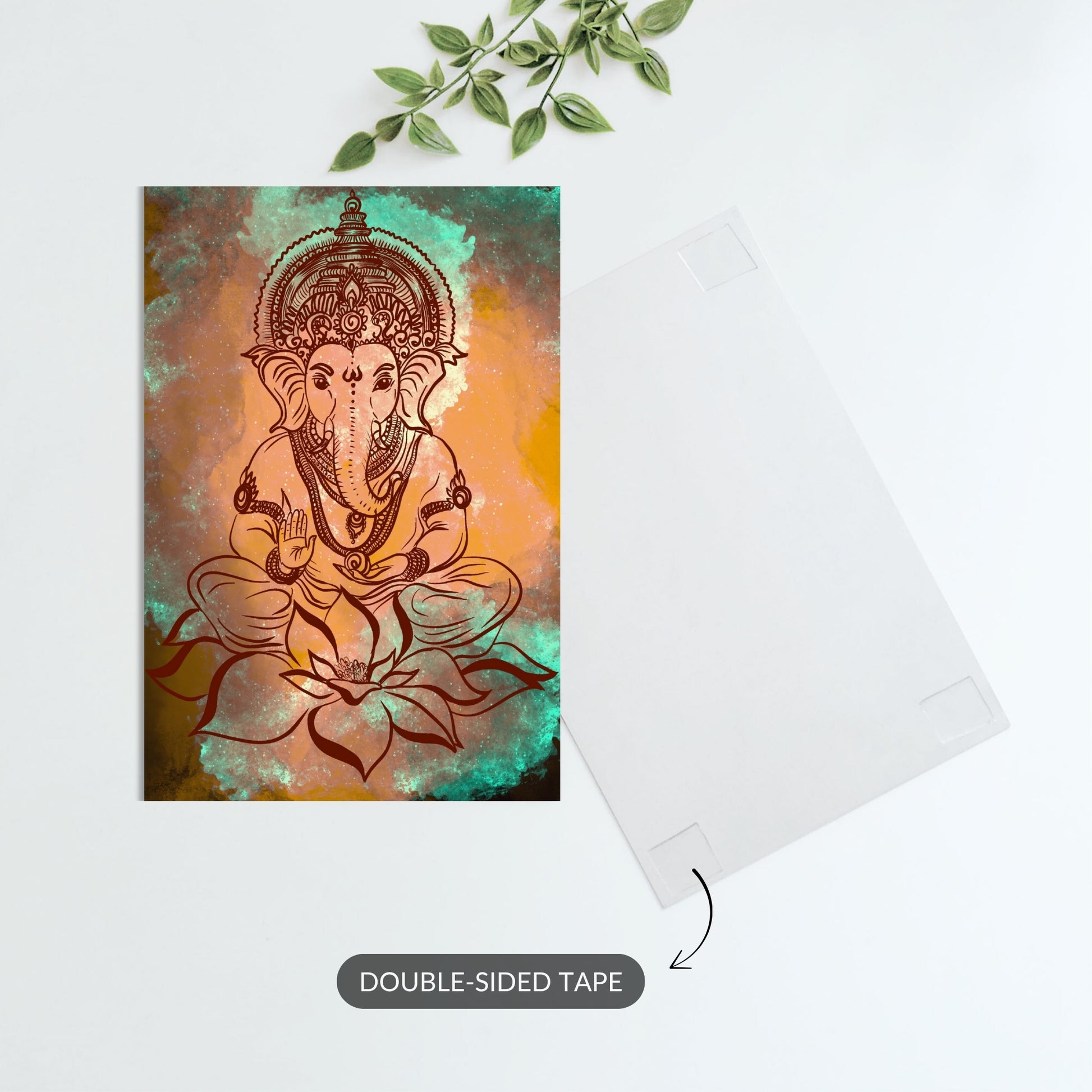 Metal print with double sided tape for mounting
