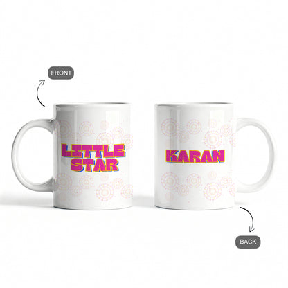 front and back of little star custom mug