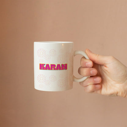 hand holding custom mug