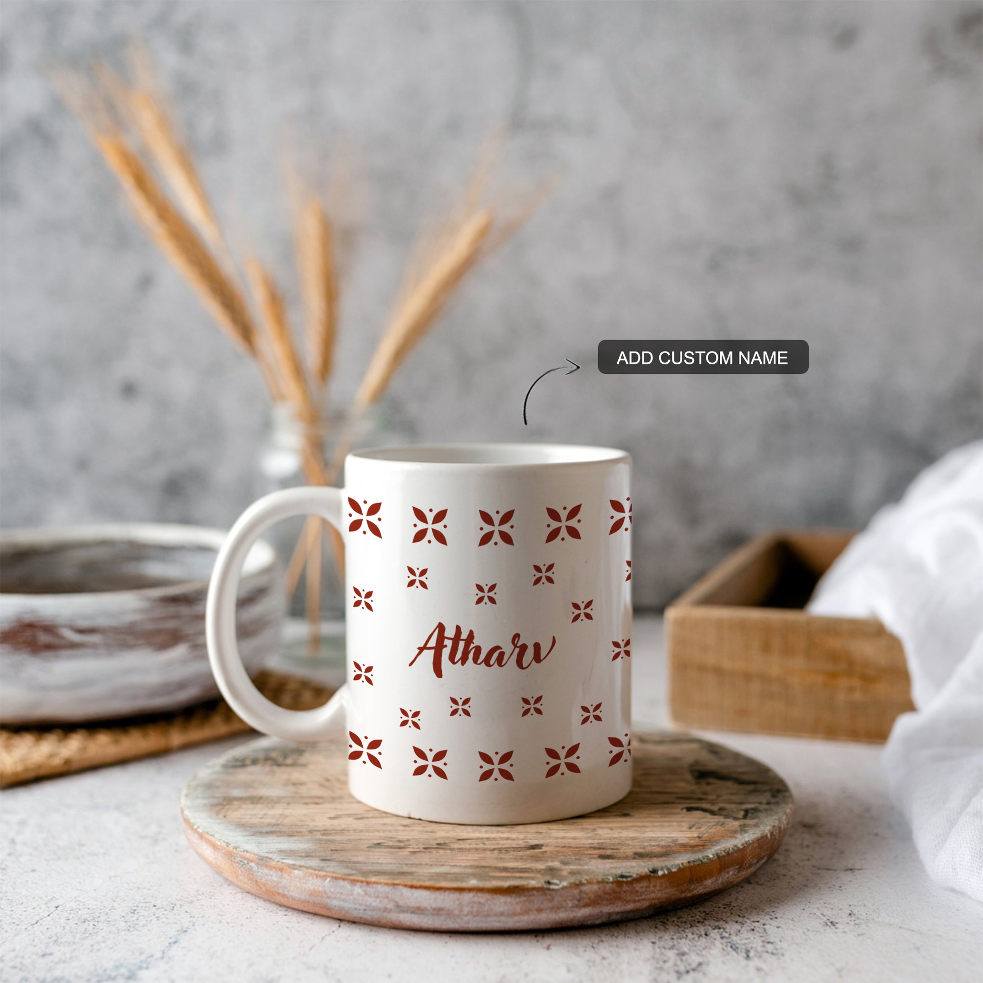 Custom ceramic mug with traditional indian design