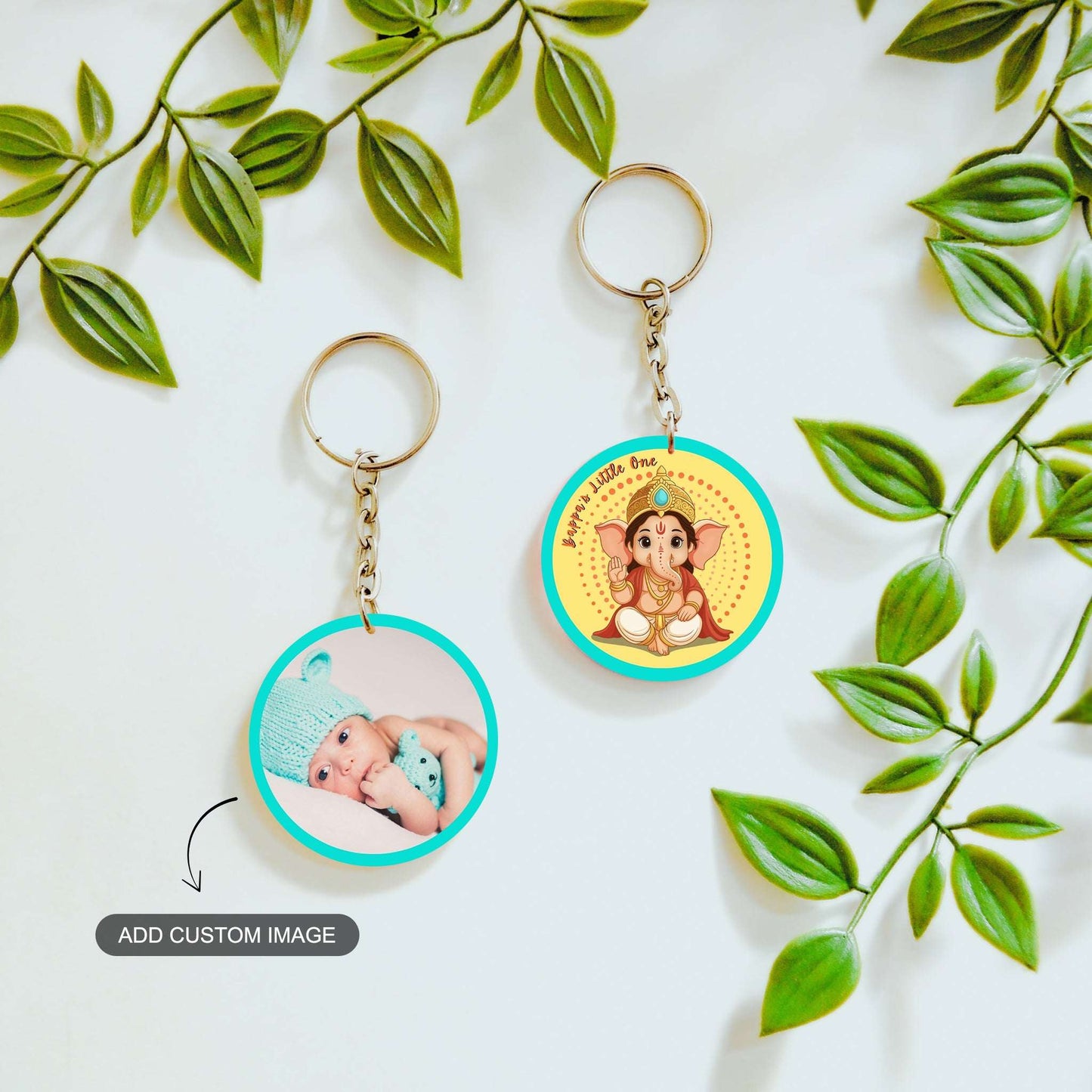 Double sided keychain with custom image
