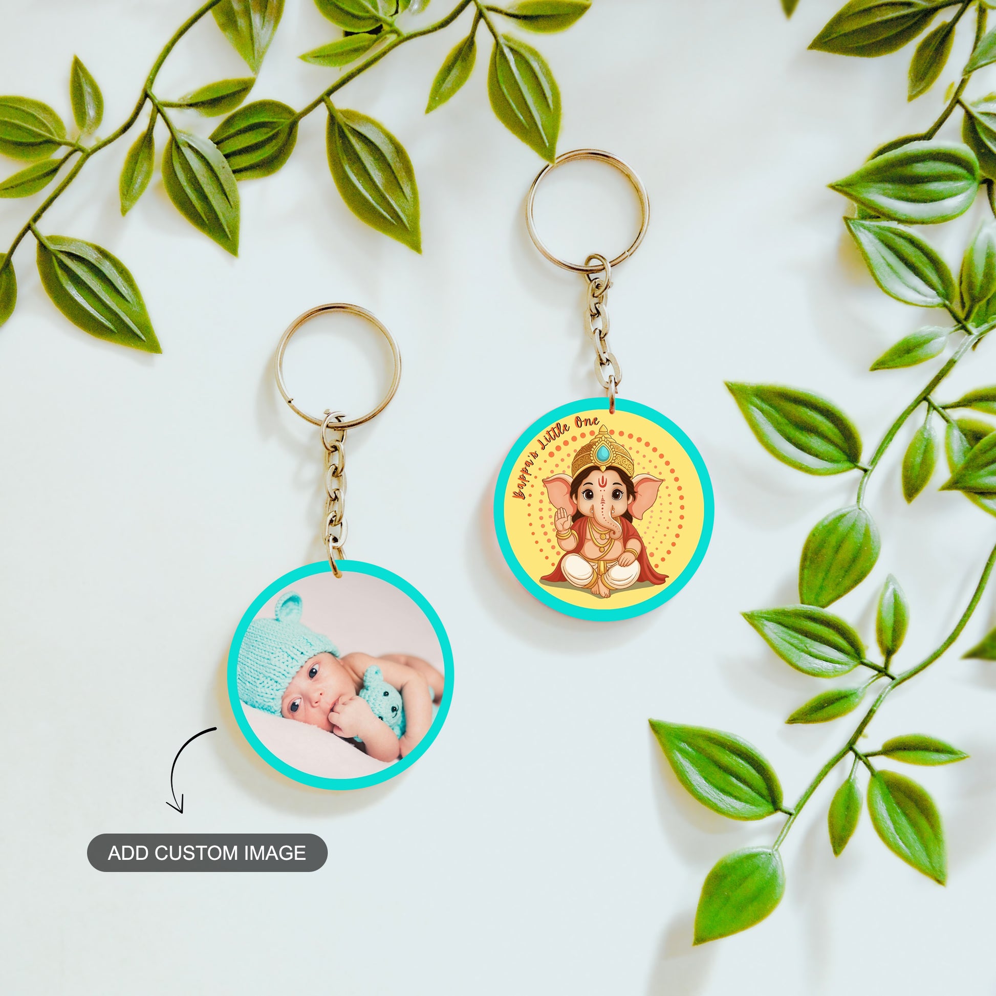 Double sided keychain with custom image