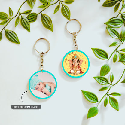 Double sided keychain with custom image