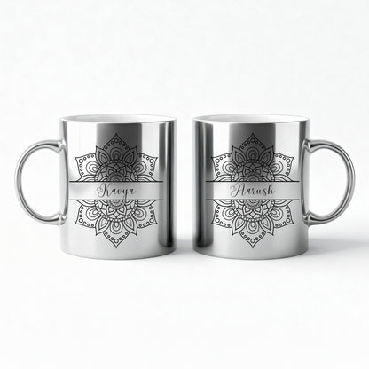 set of two metallic custom mugs
