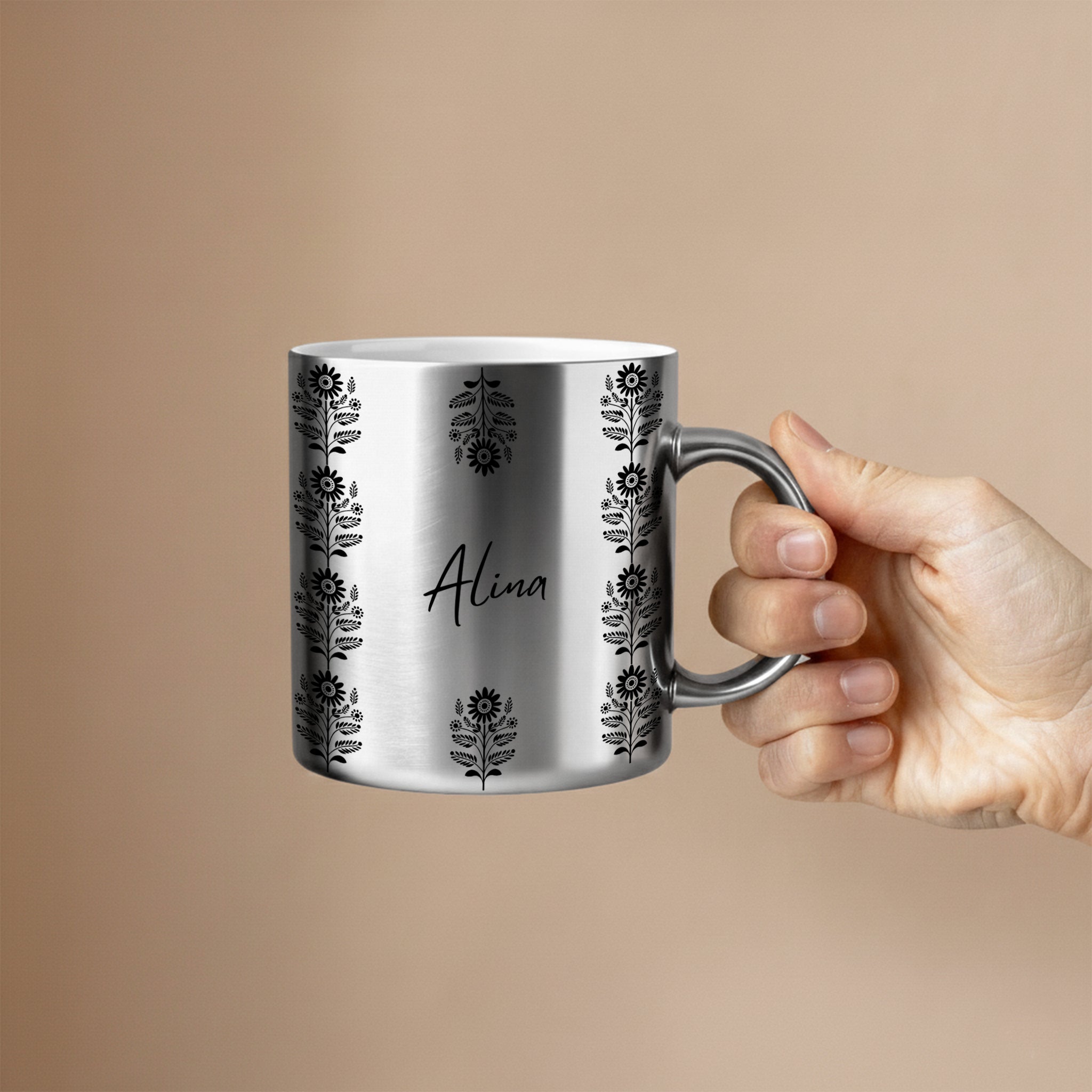 silver custom mug