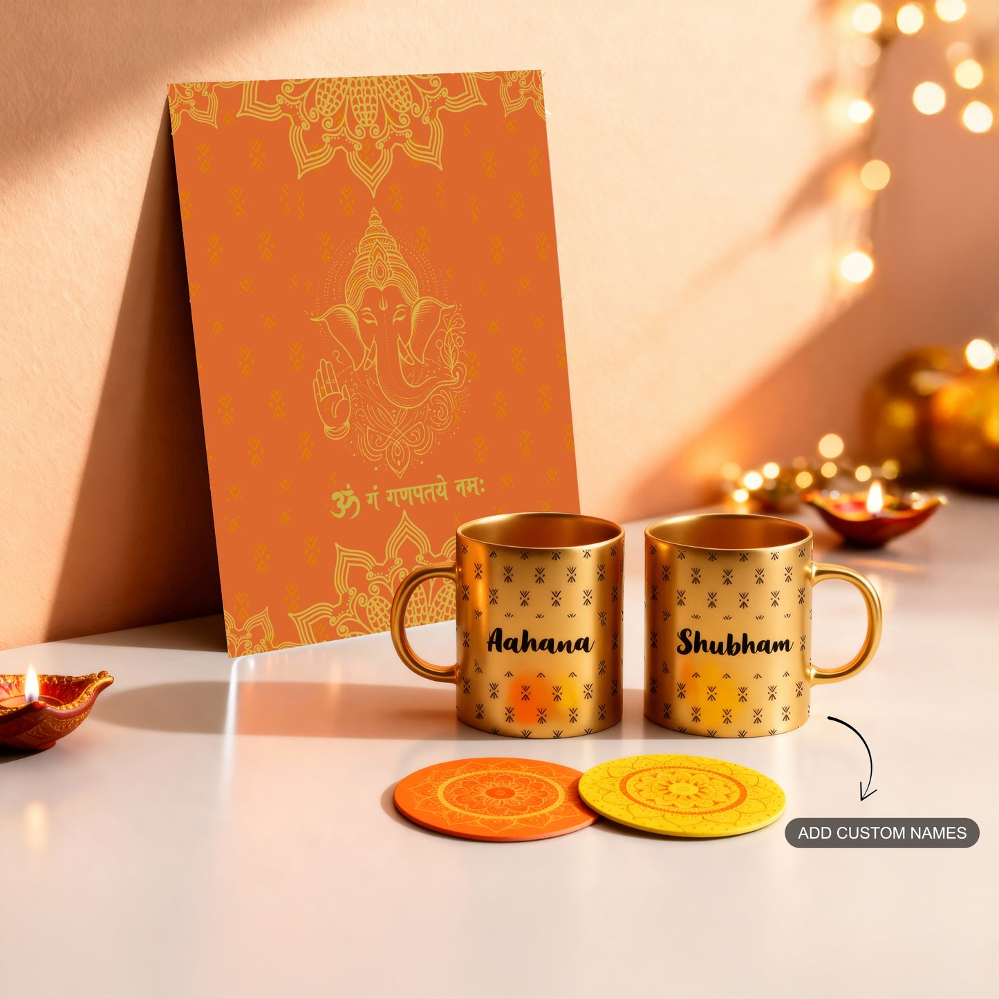 Festive Bundle of Ganesha metal print and custom mugs