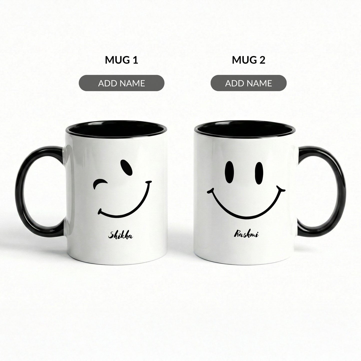 Matching Bestie - Custom Black Accent Mug (Set of 2)