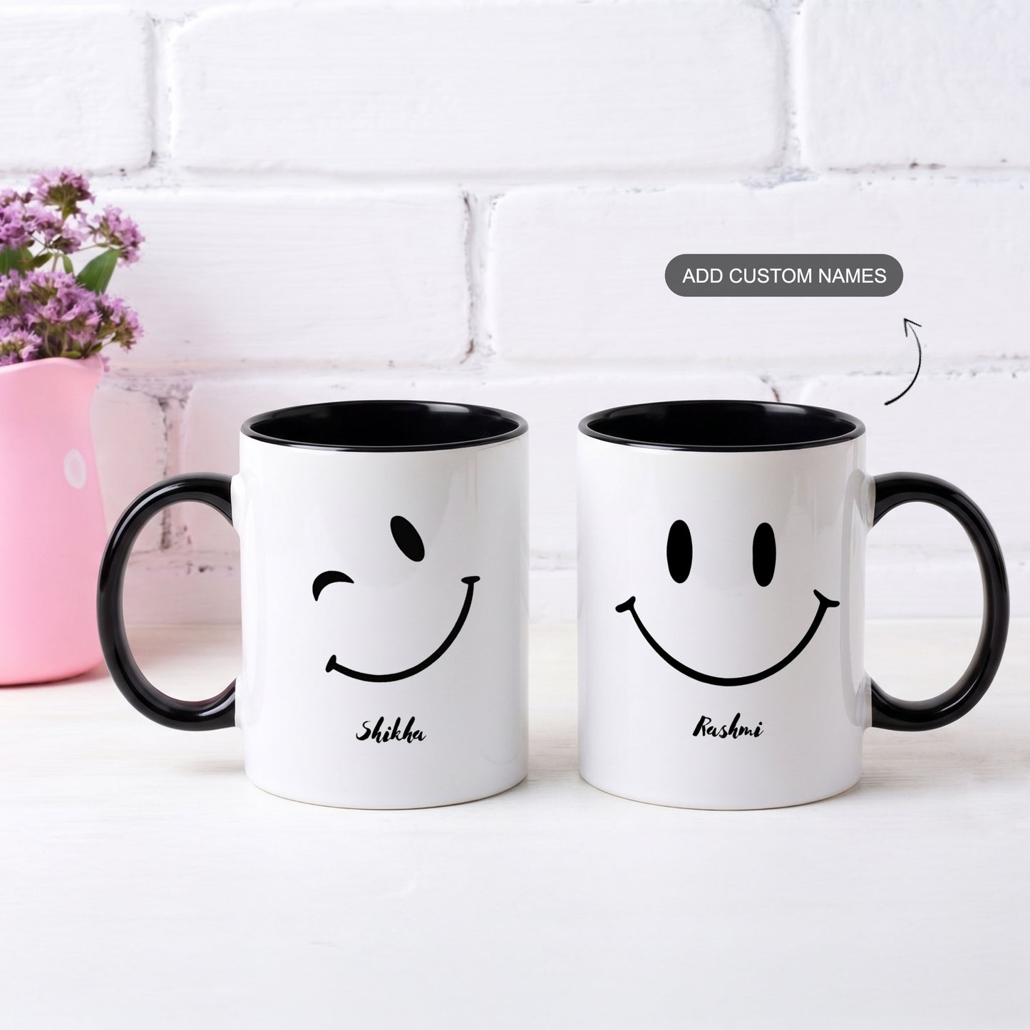 Matching Bestie - Custom Black Accent Mug (Set of 2)