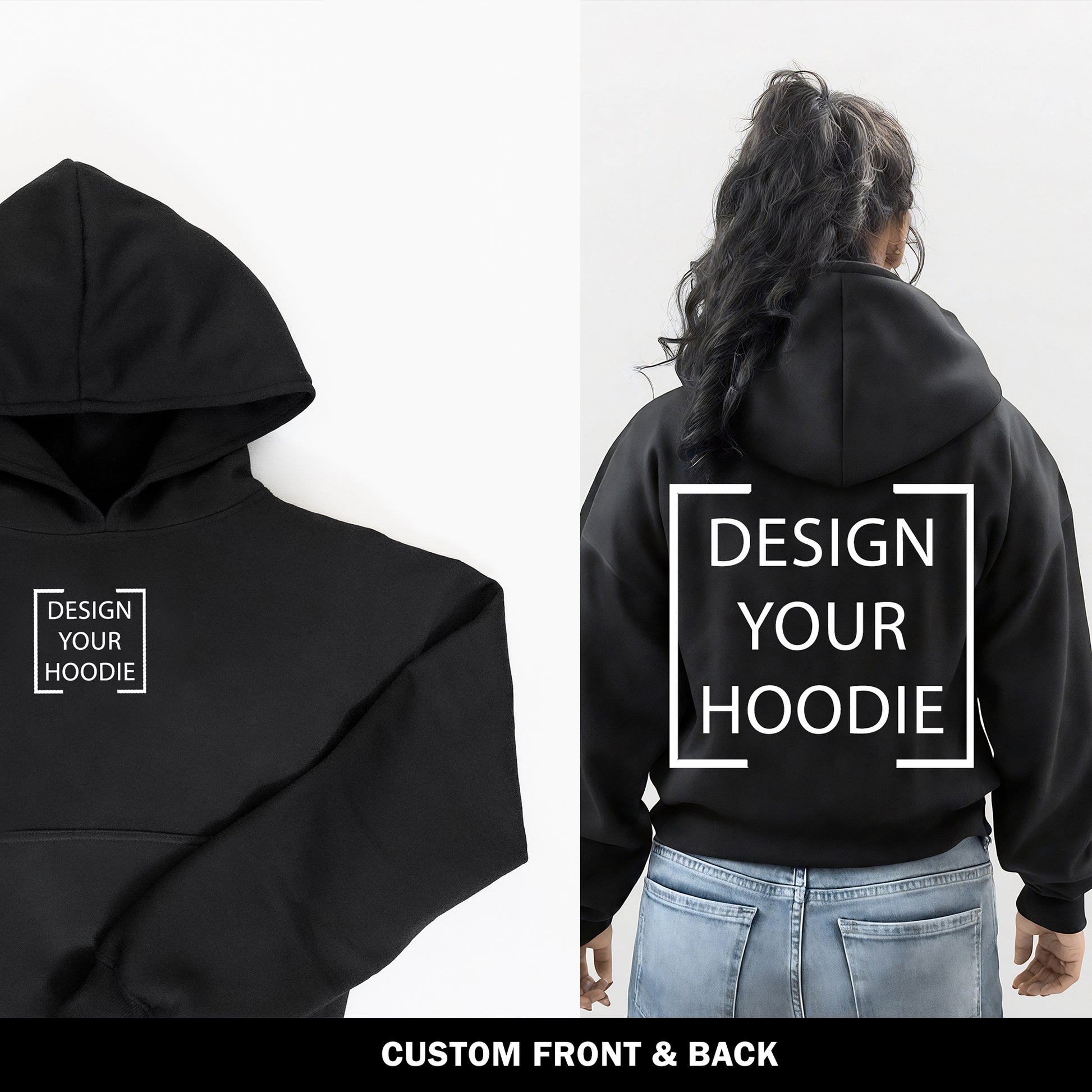 Custom Print - Women Hoodie - Black