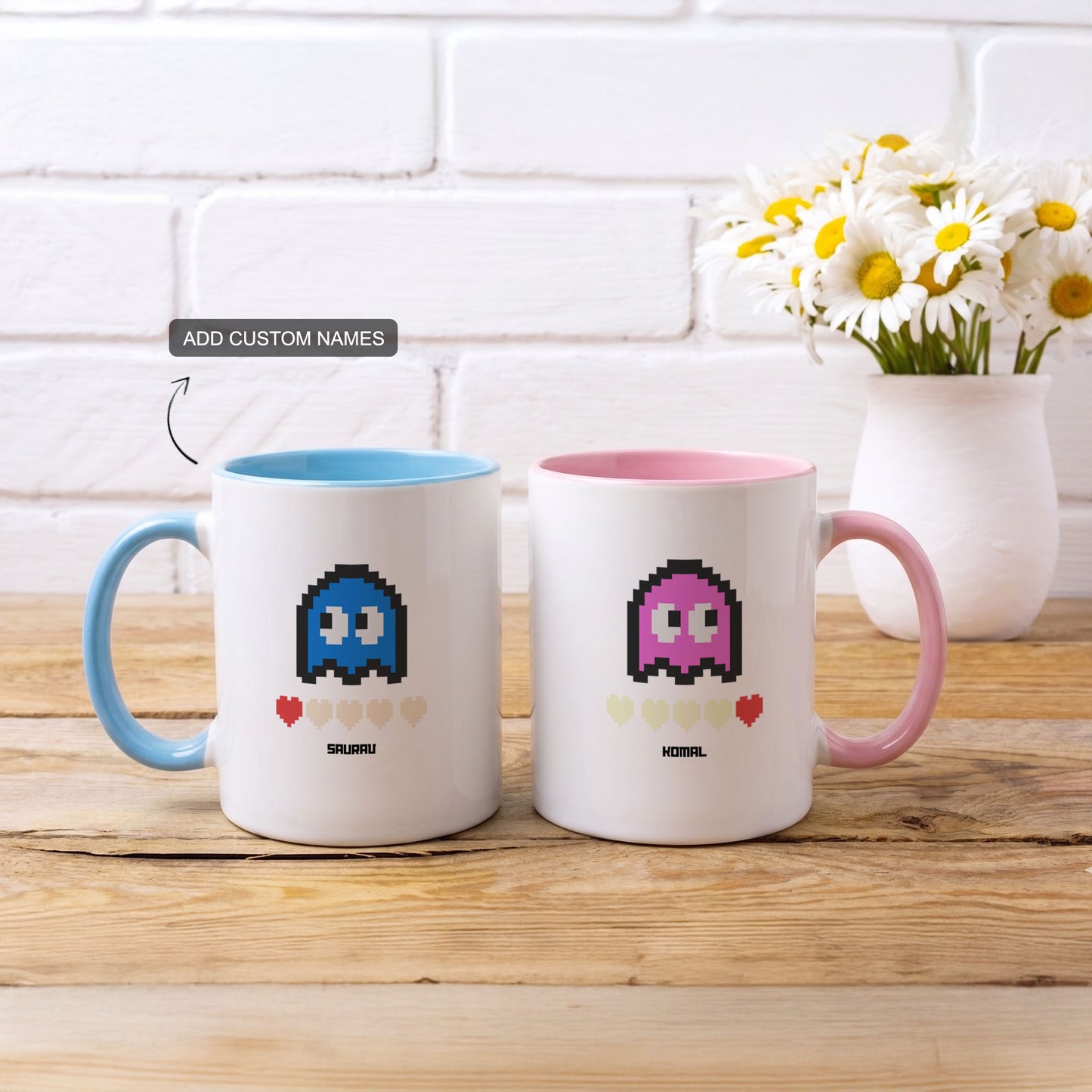 Retro Gaming Friendship - Custom Accent Mug (Set of 2)