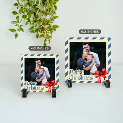 Size comparison of Merry Christmas custom ceramic photo tile