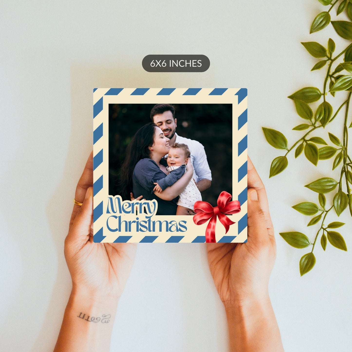 Merry Christmas custom ceramic tile - 6x6 inches