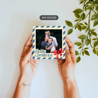 Merry Christmas custom ceramic photo tile - 4x4 inches