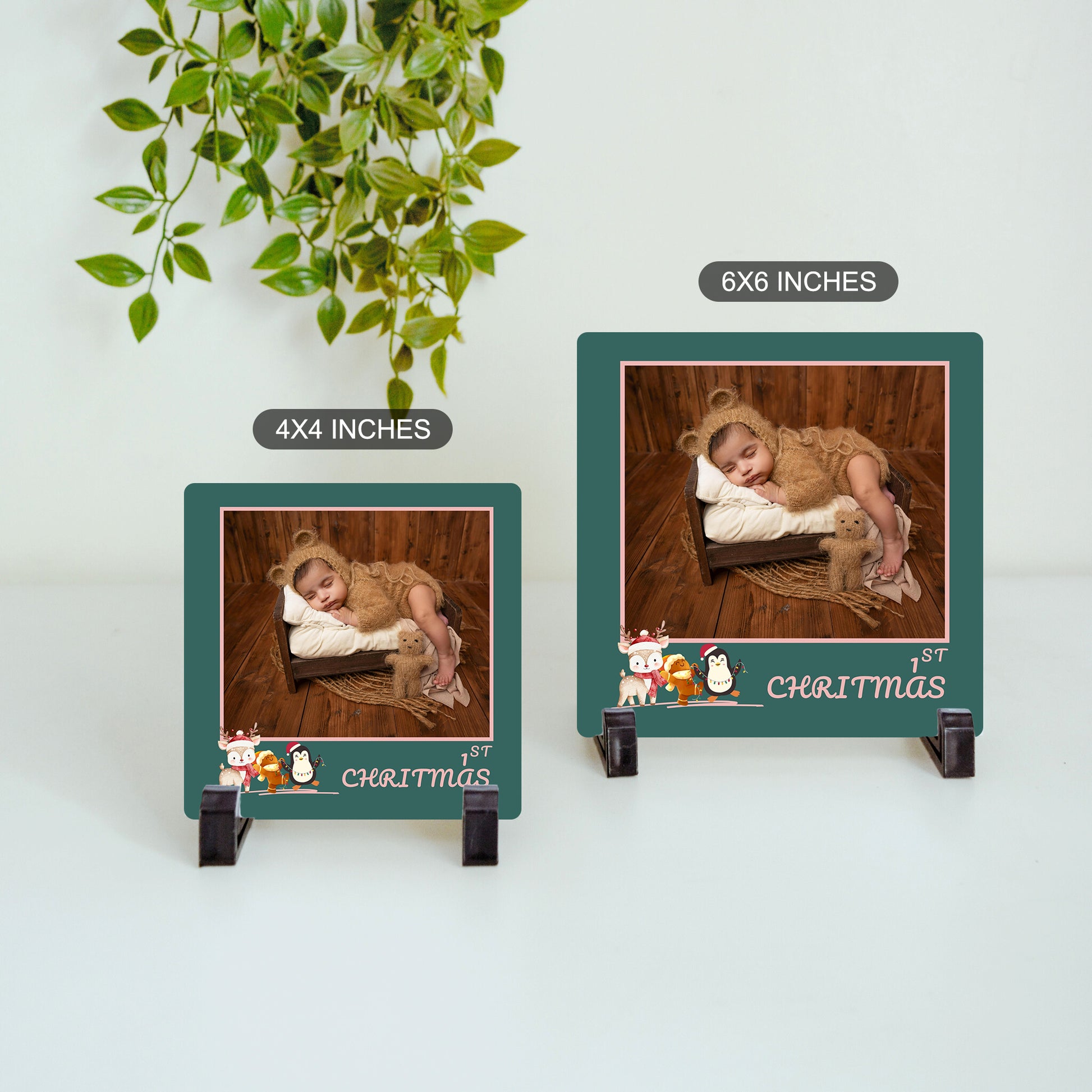 1st Christmas ceramic tile - size comparison