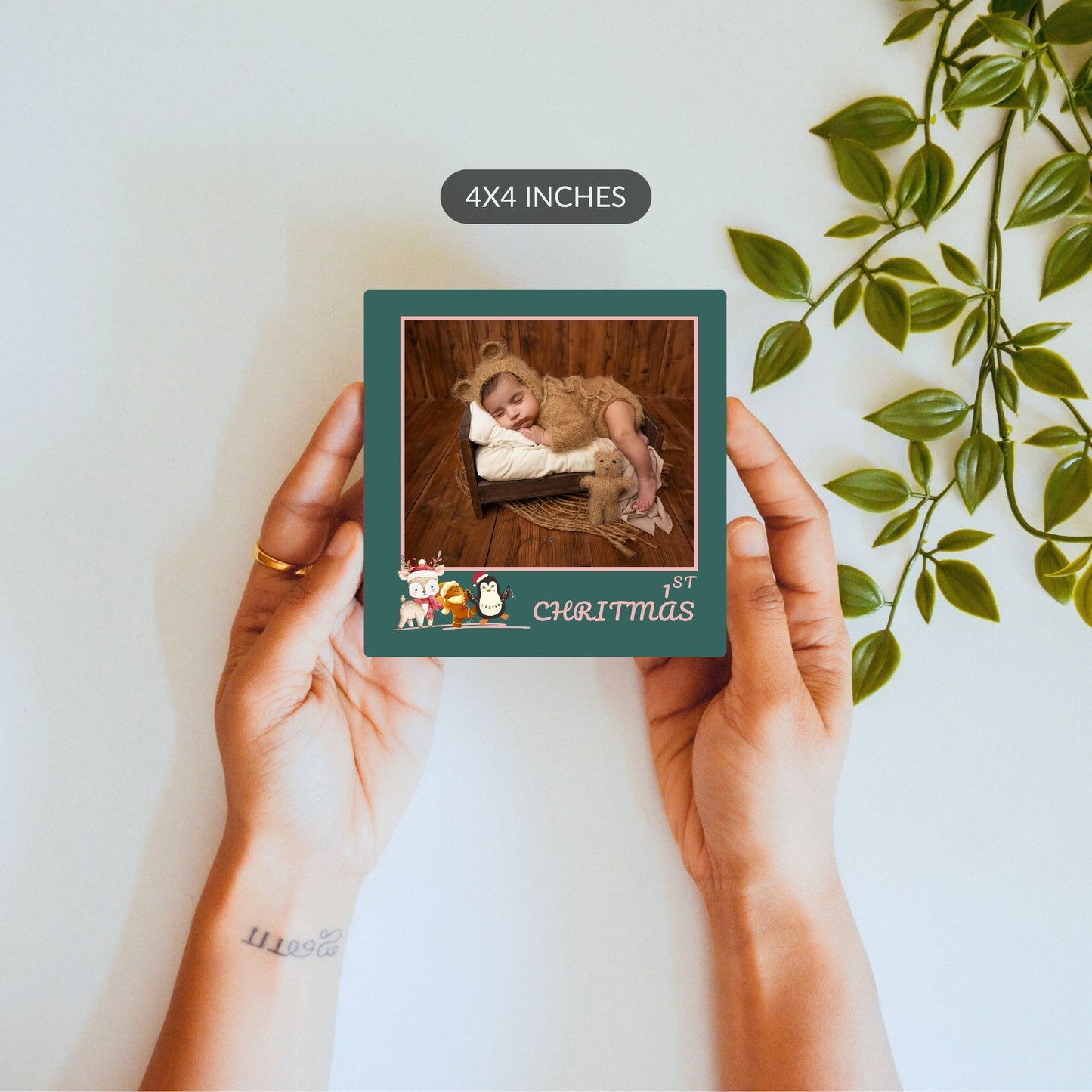 Hand held 1st Christmas ceramic tile