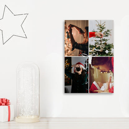 Custom metal print with four-photo collage gift layout
