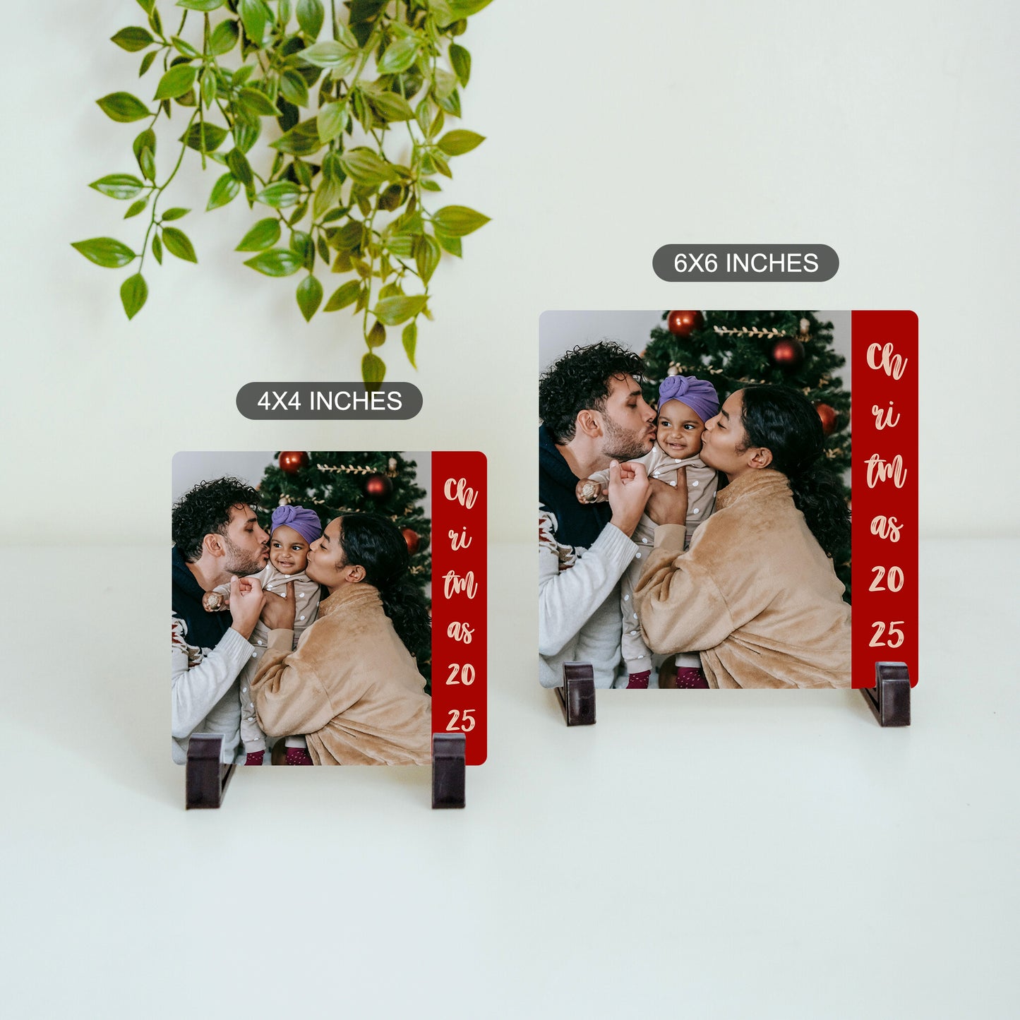 Size comparison of personalized ceramic tile