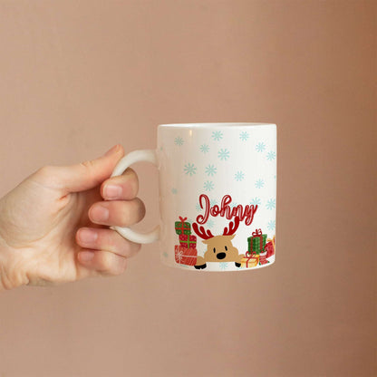 hand held Custom white ceramic mug with Christmas name design