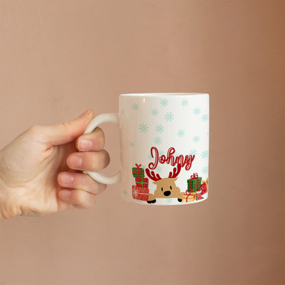 hand held Custom white ceramic mug with Christmas name design