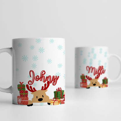 close up of custom christmas mug