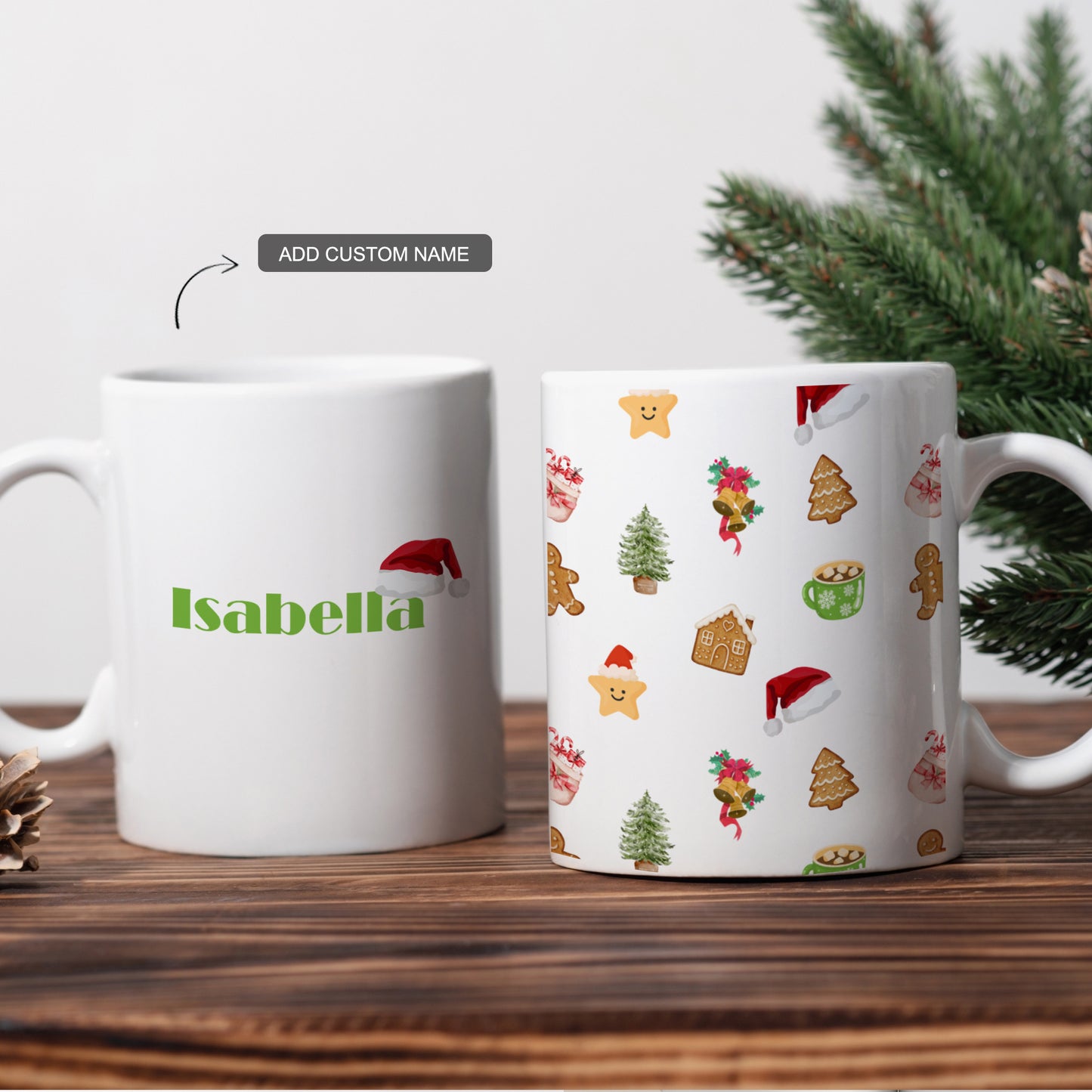Set of two custom Christmas mugs