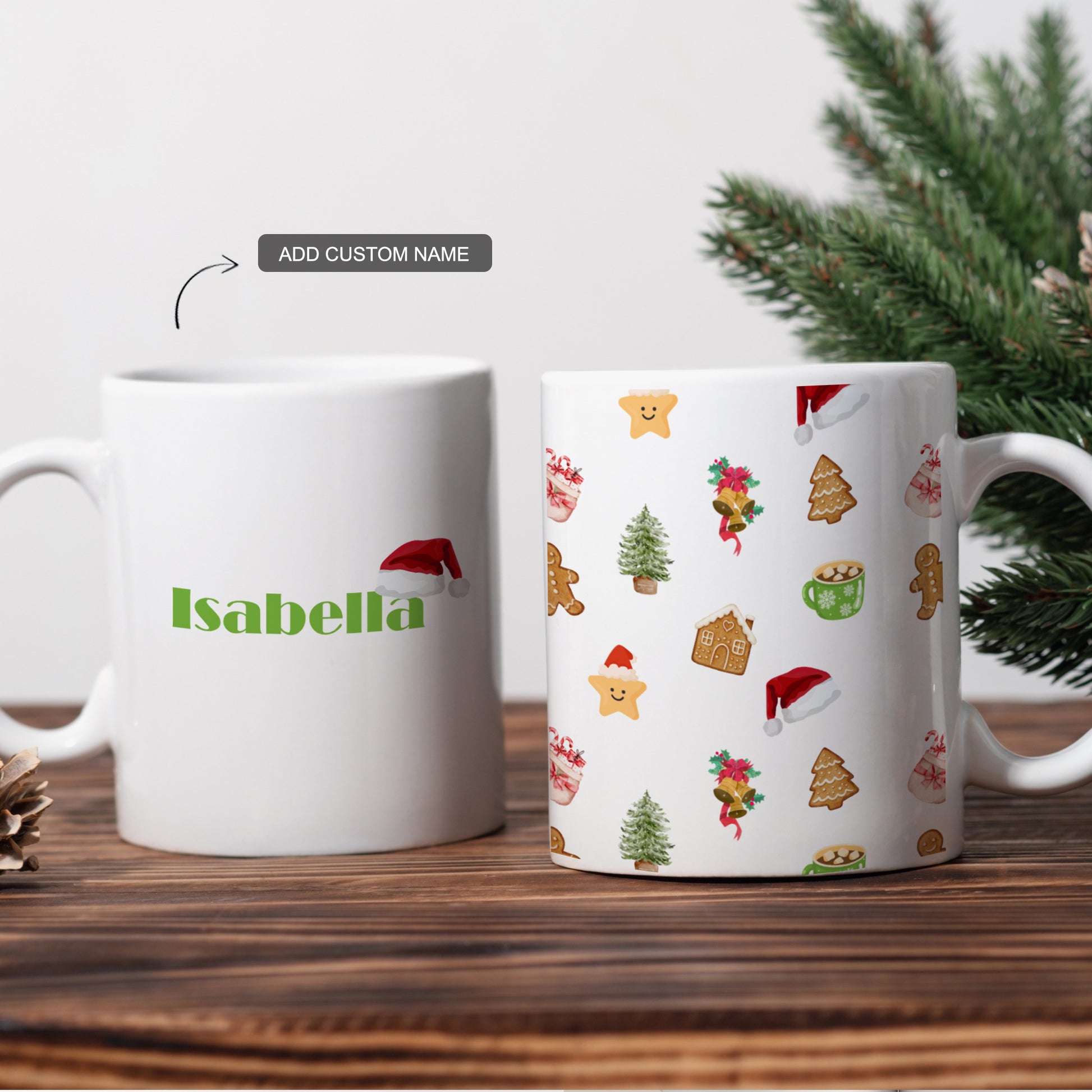 Set of two custom Christmas mugs