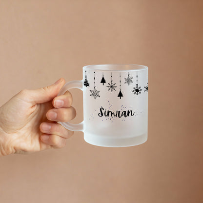 handheld Personalized frosty christmas mug with custom name