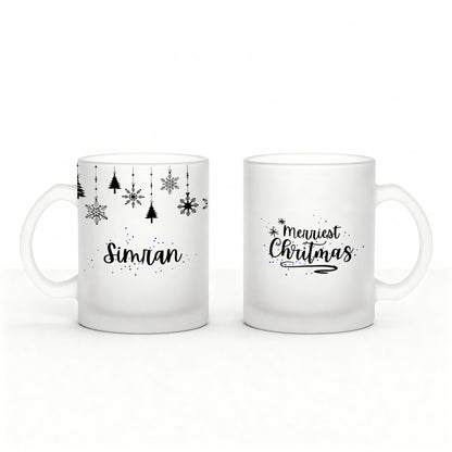 Christmas mug set with custom frosty winter mug and Merriest Christmas mug