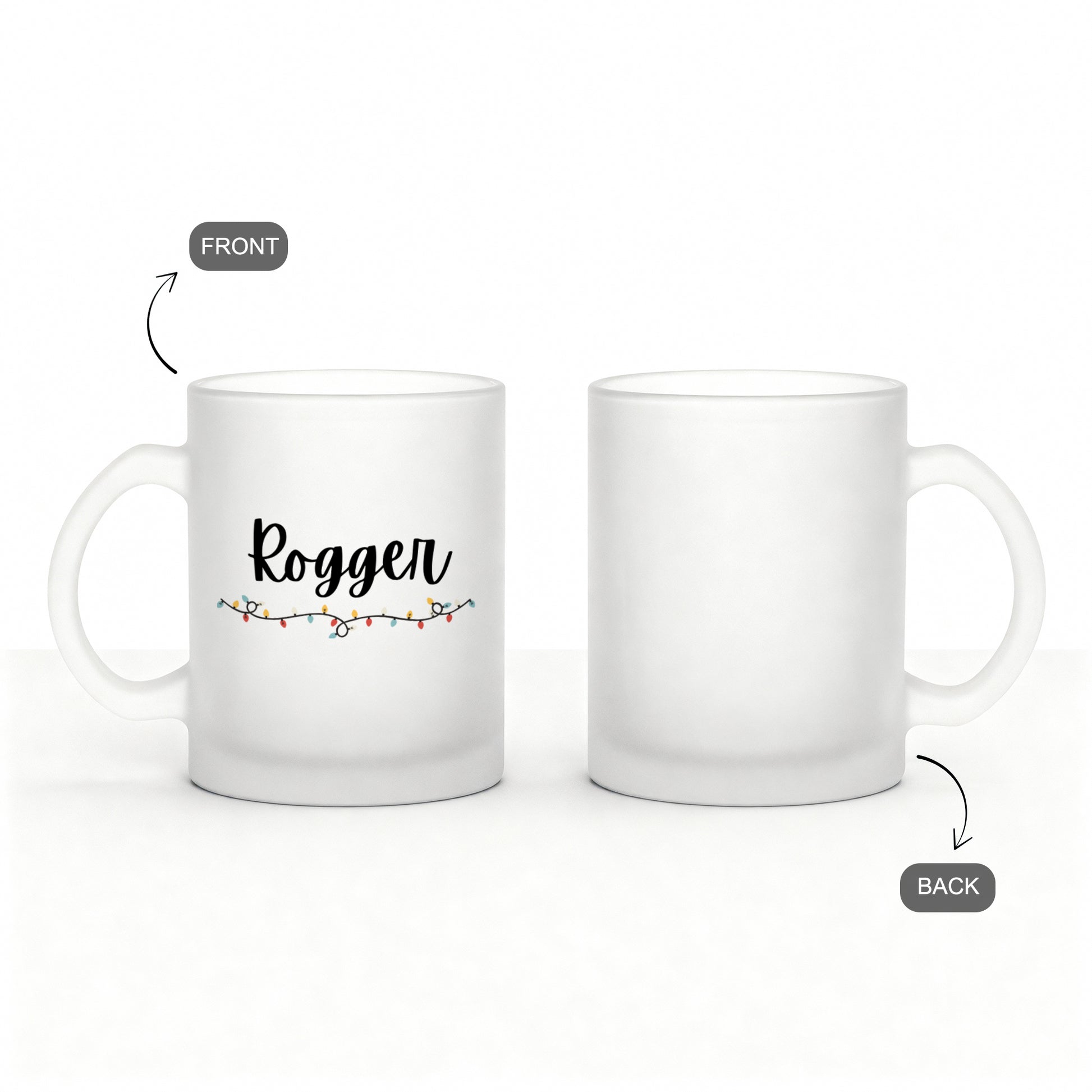 front and back of Frosty Christmas mug