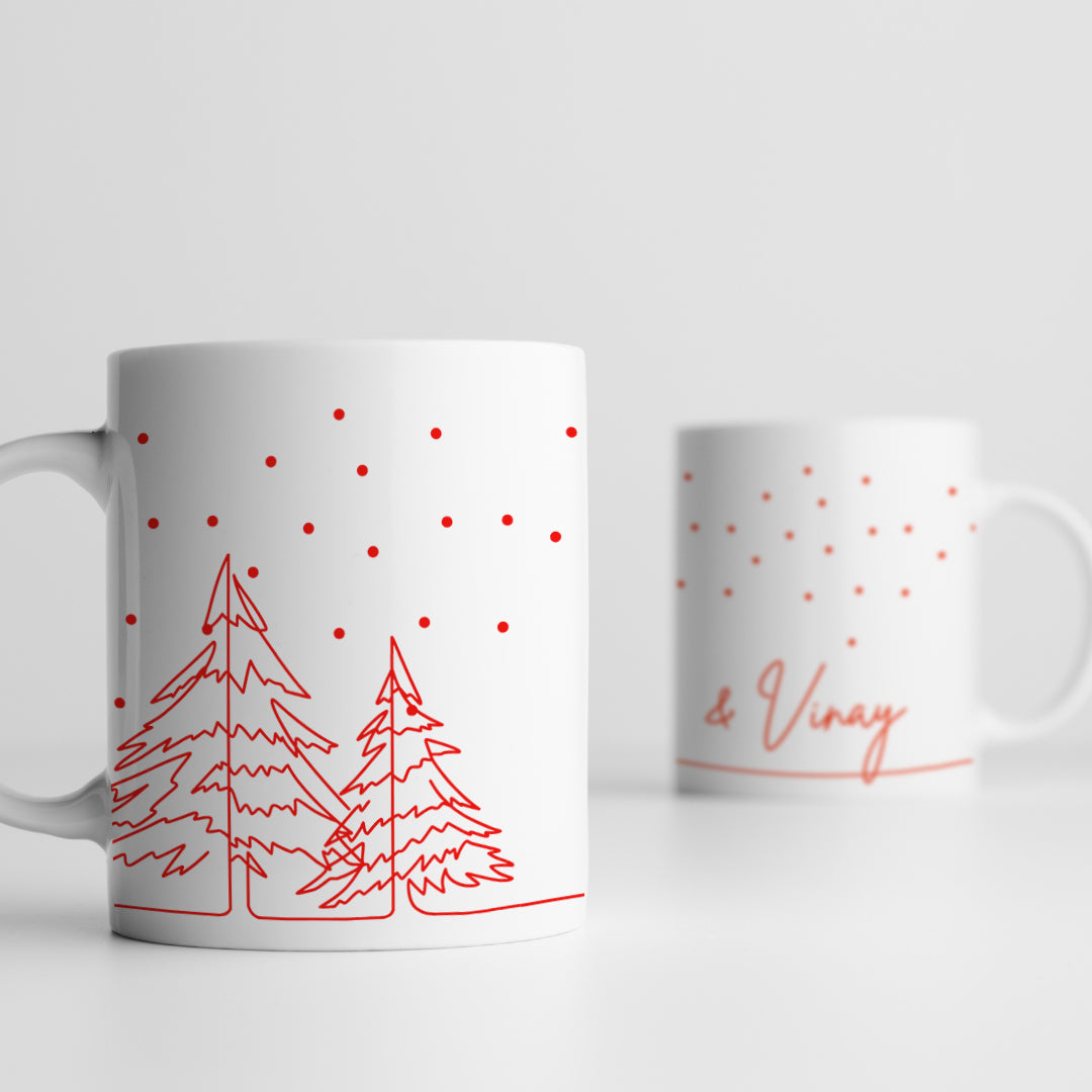 Personalized Christmas couple mug with names.