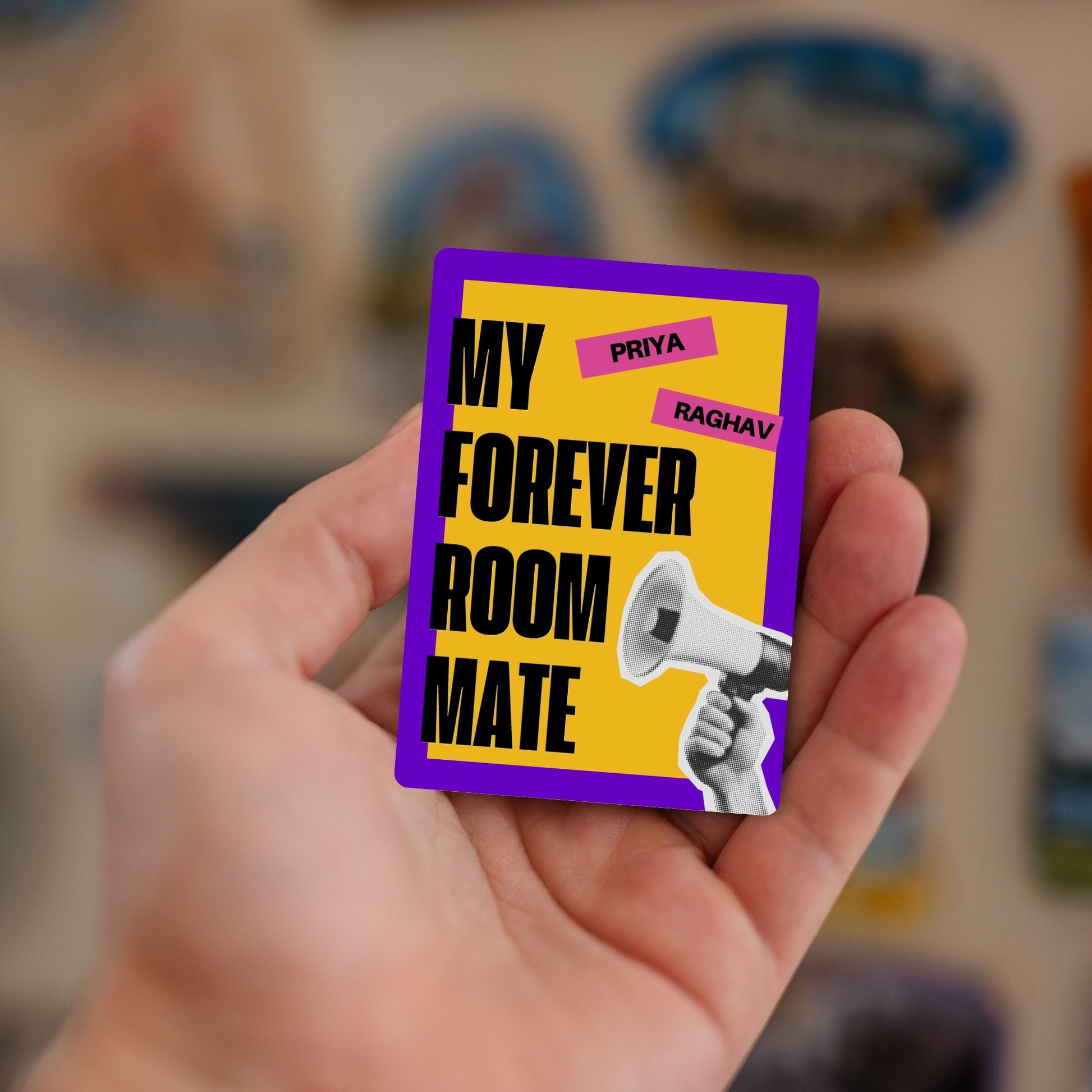 Forever Roommate custom name fridge magnet – handheld personalized gift