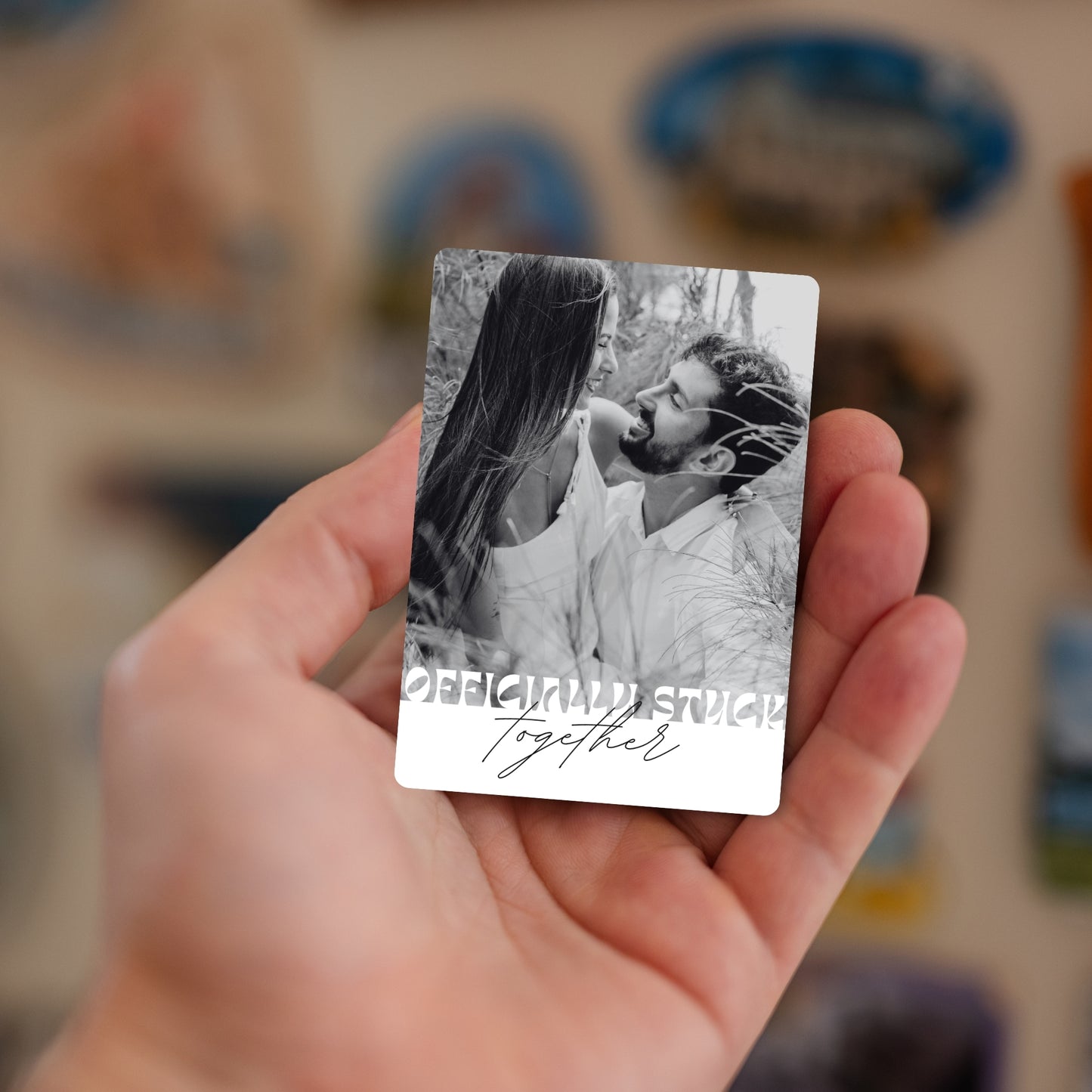 Handheld Officially Stuck Together custom image magnet.