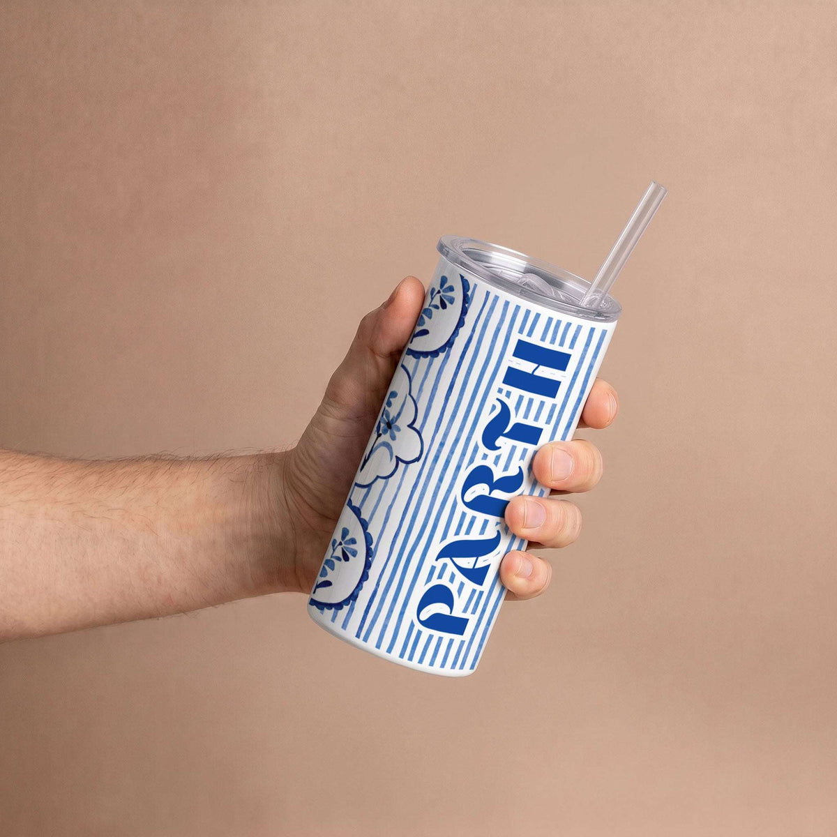 Painted in Indigo - Custom Tumbler with Straw (Set of 2)