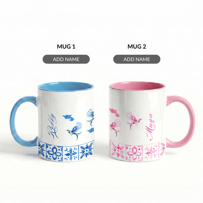 Two Names, One Story - Custom Accent Mug (Set of 2)
