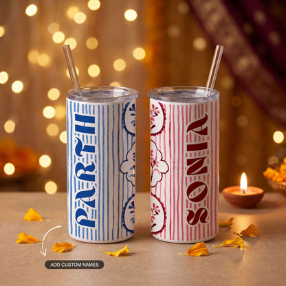 Painted in Indigo - Custom Tumbler with Straw (Set of 2)