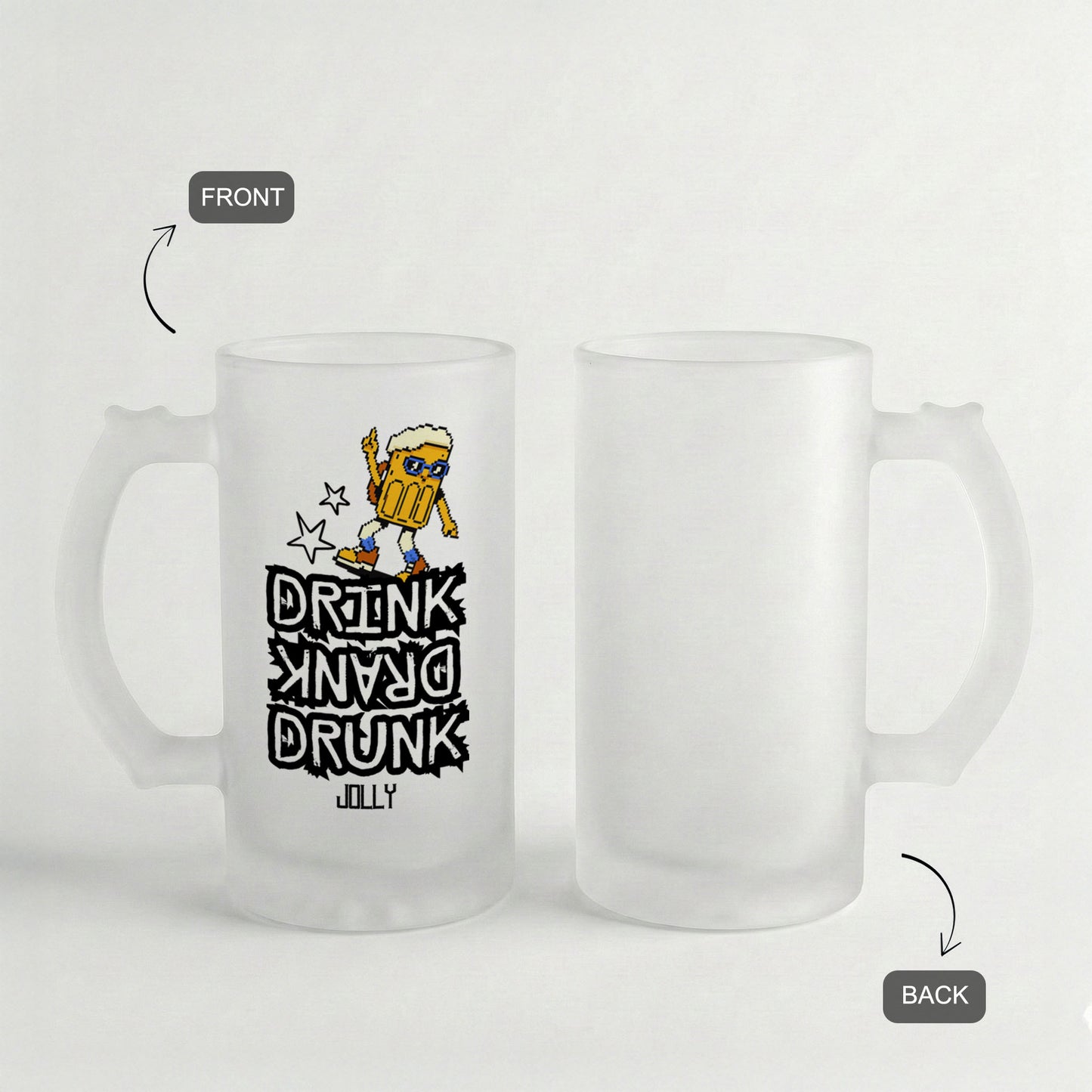 Drink Drank Drunk - Custom Frosted Beer Mug