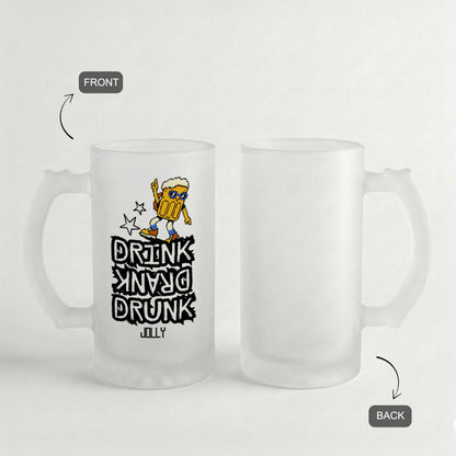 Drink Drank Drunk - Custom Frosted Beer Mug