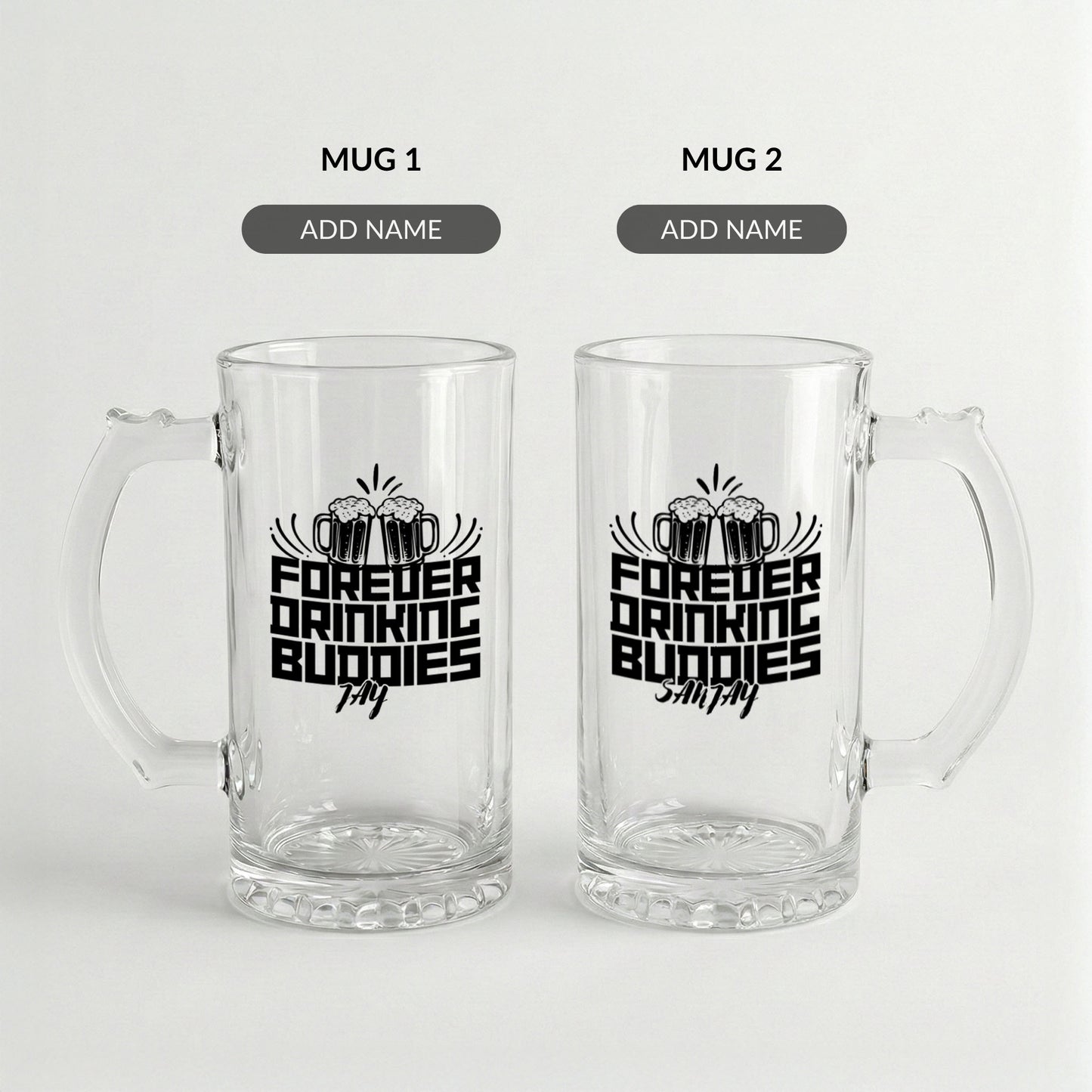 Forever Drinking Buddies - Custom Beer Mug (Set of 2)