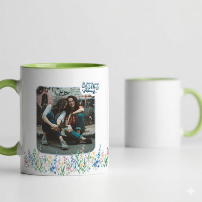 Besties Forever – Custom Green Accent Mug