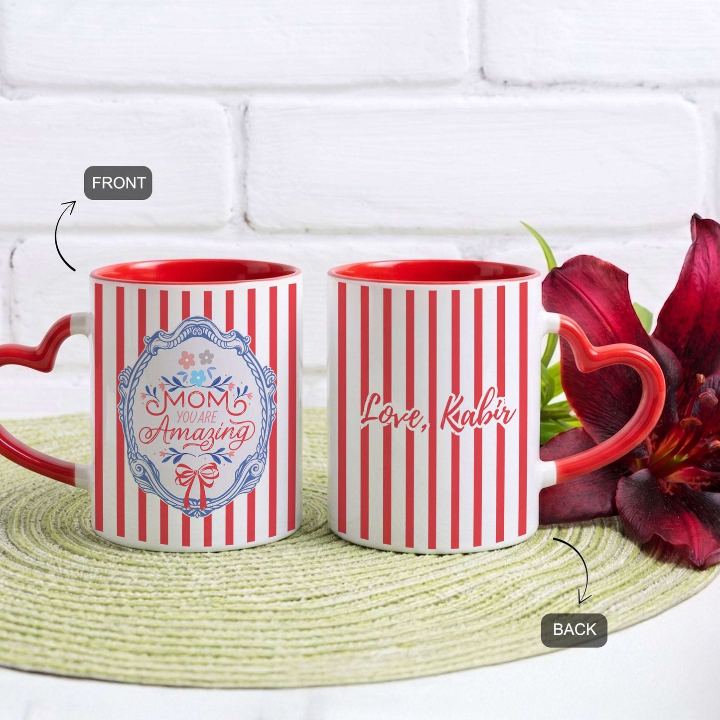 Mom, You Are Amazing - Custom Heart Handle Mug