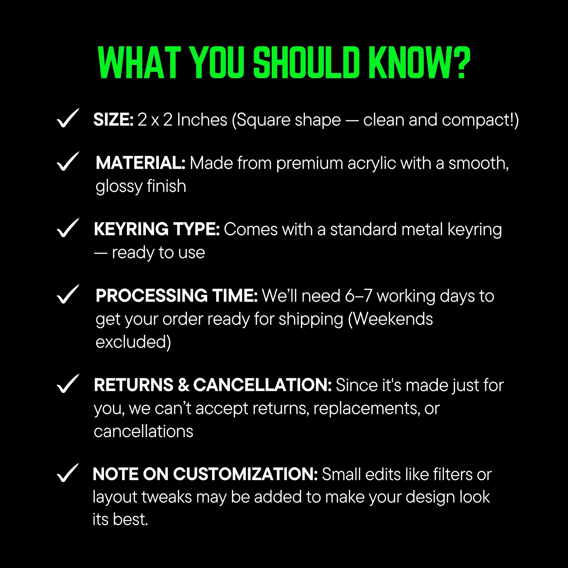 Reminder Checklist – Custom Acrylic Keychain
